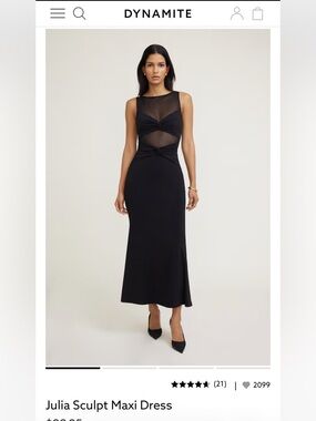 Dynamite Julia Black Mesh Twist-Waist Maxi Dress
